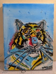 Original Neo Expressionism 9×12 Tiger Handmade Signed Canvas Fine Art Wachtel