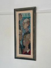 Original Swedish Oil on Panel – “Three Boys” by Bertil Wahlberg 39 × 85 cm