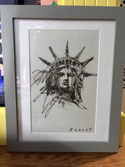 Steve Penley Original Charcoal Sketch Statue of Liberty Signed Framed 13×16