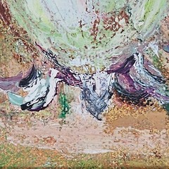 MCM Floral Painting Pink Flowers Still Life Oil on Board C. 1960 Signed Connell