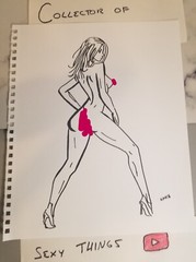 Original art nude 11” x 14” Artist: Nike – Marker Sketch. Not a print. Sexy