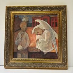 RUSSIAN SURREALIST PAINTING ILYA ARTAMONOV LISTED ANGEL DREAM URBAN SIGNED OIL