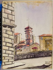 Watercolor Painting on Paper Florence Italy Via Tornabuoni
