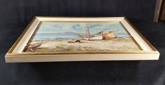 Vintage Oil On Canvas Beachscape Carlo Ciappa Listed Artist Italy 18.5×14″ VFINE