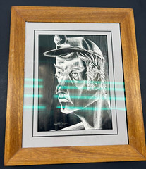 Coal Miner MCM Portrait Scratch Art Scratch Board Etching Signed G. Slater 70