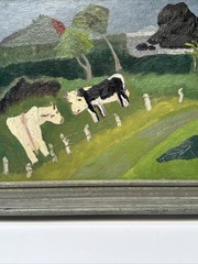 Antique Maui Cows Painting Cow Landscape Hawaii New York Exhibited Klaussen Folk