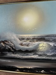 Framed Signed Original Art Senic Beach Scene 25 X 21 Inches