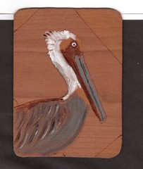 Pelican – Original Painting on Wood – 3 1/2 inches tall – Signed by the artist