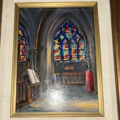Vintage Geo Labonne Oil Painting Paris St Severin Church Impressionist Framed