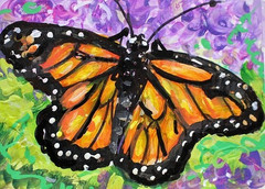 ORIGINAL ACEO PAINTING Monarch BUTTERFLY Spring Summer Insect Nature ATC ART