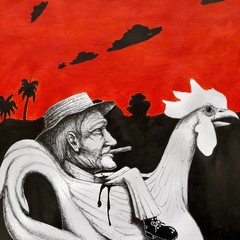 ALAIN DONATE ORIGINAL SURREAL CUBAN ART MIXTA INK ON CARDBOARD,20″X 26″ SIGNED