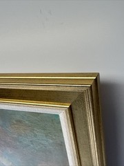 Antique Painting 1910’s Impressionist Coast Beach Industrial Boat Dock Listed