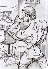 Gay Art original painting „At Computer 1“  16,5 * 11,6 in. nude erotica