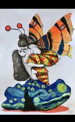 Ink On Cardboard Alain Donate 16×20 In Serie Vitales cuban beautiful art .