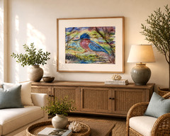 Green Heron Bird Original Watercolor Painting Wildlife Nature Liz Altin