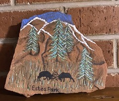 Hand painted Estes Park Colorado, Elk Fighting In the Rocky Mountains.