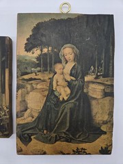 2 Vintage Wood Wall Plaques – Rest on the Flight into Egypt & Las Meninas – OOAK