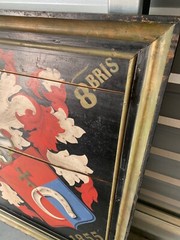 coat of arms planks of wood artist painted stunning 41″ x 39″ great antique