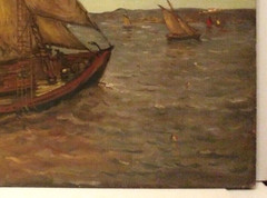 LISTED AMERICAN MARSHALL FRY Sd ORIGINAL O/C ANTIQUE MARITIME SAILING SHIPS