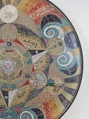 ART – Original Signed Abstract Mandala Pointalism Painting on 25 Inch Drum Head