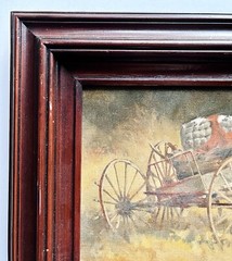 Original Charles William Shaw Oil Painting Red Coverlet Western Texas Artist