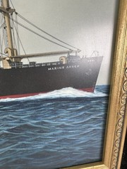 1959 T Hagiwara Yokohama Japan Watercolor Painting S.S. Marine Arrow Ship