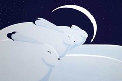 Rick BEAVER “ Winter Moon With Hares “ Canvas Native Art Ojibway Indigenous