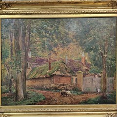Gabriel Thompson (British, 1861-1935) Antique French Landscape Oil Painting Gilt