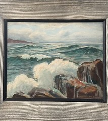 Mae Barbee Bruening, Texan (1908-1994) Oil Painting Laguna Beach CA Coastline