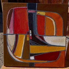 Abstract Expressionist Painting Geometric Mid Century Style Modernist Original