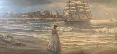 Ron Goyette Signed numbered lithograph Victorian woman and Tall ship in sea
