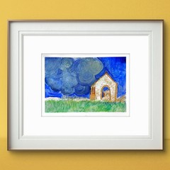 Northern Ireland Church Unique Impressionist Watercolor 9×12 Paper