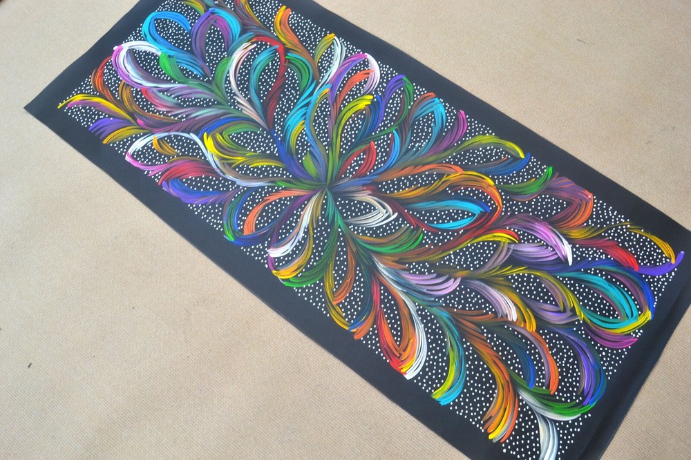SELINA NUMINA 130 x 58 cm Original Aboriginal Painting. Bush Medicine Leaves