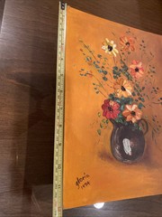 Vintage Oil Painting Still Life Flowers Signed Gloria Pre-owned 1974 9″ x 12″