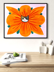 Magical Calico Cat Flower Creature Painting, Fantasy Animal Art on Canvas 8×10