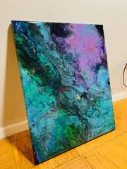 Galaxy Painting – Epoxy Finishing Coat – Aqua Purple Shimmer – 16 x 20 inch