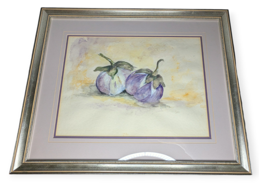 Vintage Anna Mirabella Artist-St Louis MO Purple Floral Still Life Framed