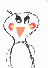 ACEO ATC CARD „Pebby the Penwing“ REASOR Original Abstract Painting 2.5×3.5