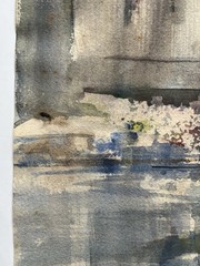 Mid Century 60s Adele Hepbron AWS Signed Modernist Cityscape Watercolor Painting