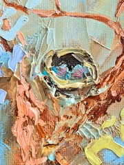 Birds Nest Abstract Oil Painting 25x25cm Landscape Original Painting on Painting Board