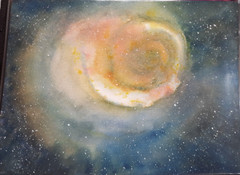 Watercolor Painting. Seashell Nebula. Immortal Defense Galaxy. Paul Eres. 9×12.