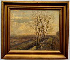 Oil painting artwork with frame picture painting oil painting forest field nature