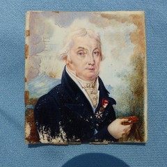 SUPERB LARGE ANTIQUE EARLY 19th CENT MINIATURE MAN PORTRAIT PAINTING 1810s