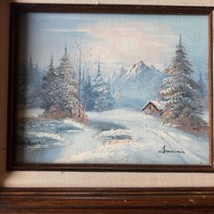 Signed Original Jamison Oil Painting Signed Winter Landscape Framed 12.5×14.5″