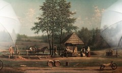 Grandpa 1899’s Amish Apple Cider Scene Antique Litho Painting 46.5″W x 30.5″L