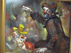 Magnificent Julian Ritter Original Oil Painting Clowns Listed