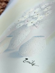 Still Floral Painting On Canvas Pastel Taupe, Pink & White 11.5×13.75 8×10