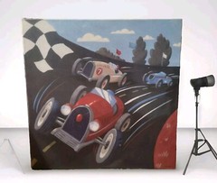Speedster Grand Prix Race Car Painting Signed Formula 0ne Soapbox Grandprix Gift