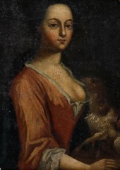 English School 18th Century Oil – Portrait of an Elegant Lady & Her Dog