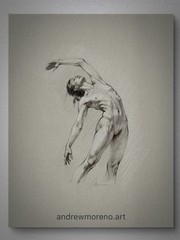 Original Mixed Media Female Portrait Figure Drawing Toned Paper Size 8×10 Inch